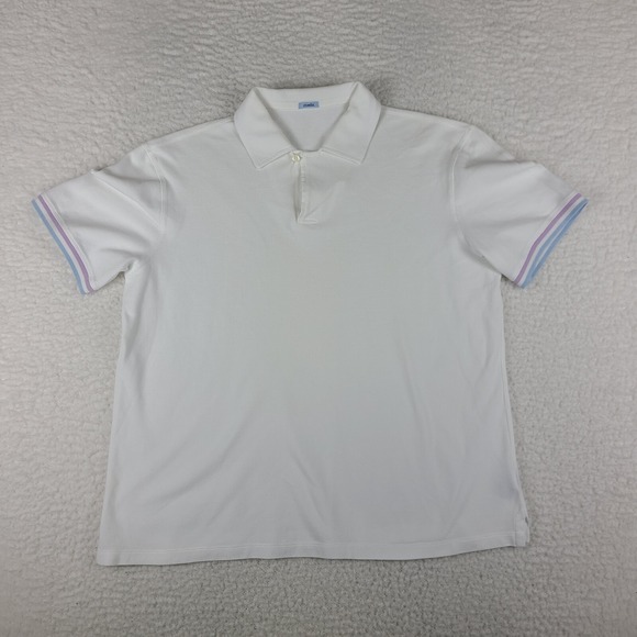 Malo Polo Shirt Mens‎ 54 White Cotton Performance Short Sleeve EC